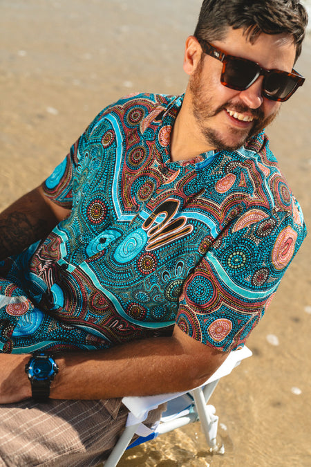 Aboriginal Art Men's Button Up Our Protectors