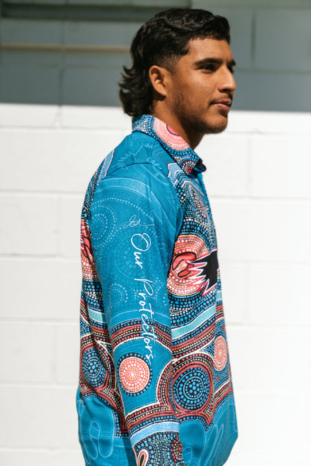 Aboriginial Art Unisex Long Sleeve Polo Our Protectors