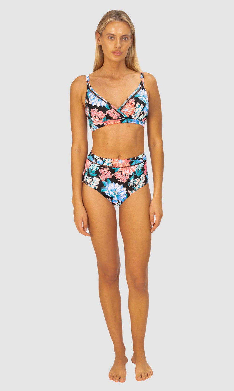 Le Jardin Lace High Waist Bikini Bottom Black