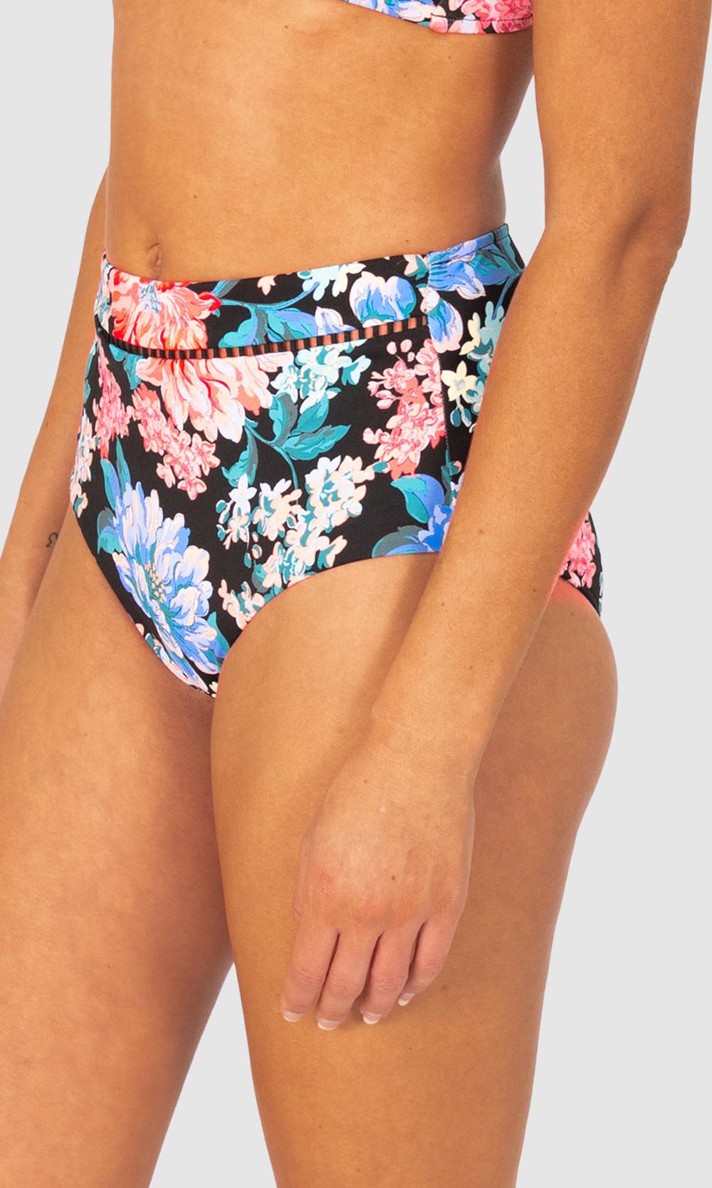 Le Jardin Lace High Waist Bikini Bottom Black