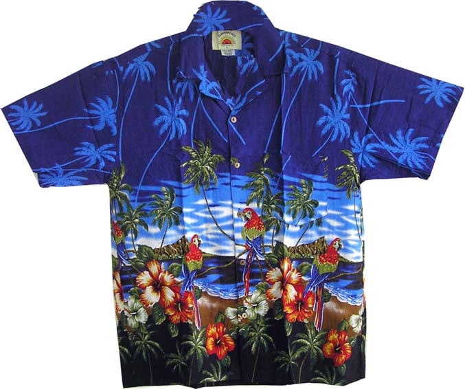 Rayon Hawaiian Shirt Parrot, More Colours