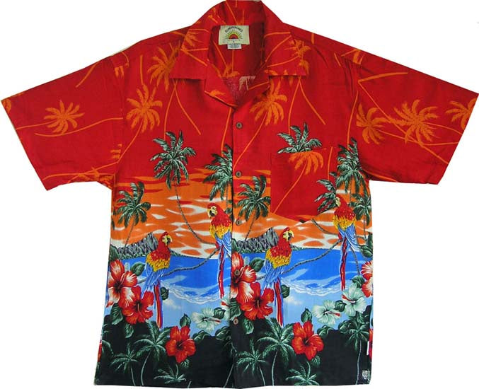 Rayon Hawaiian Shirt Parrot, More Colours