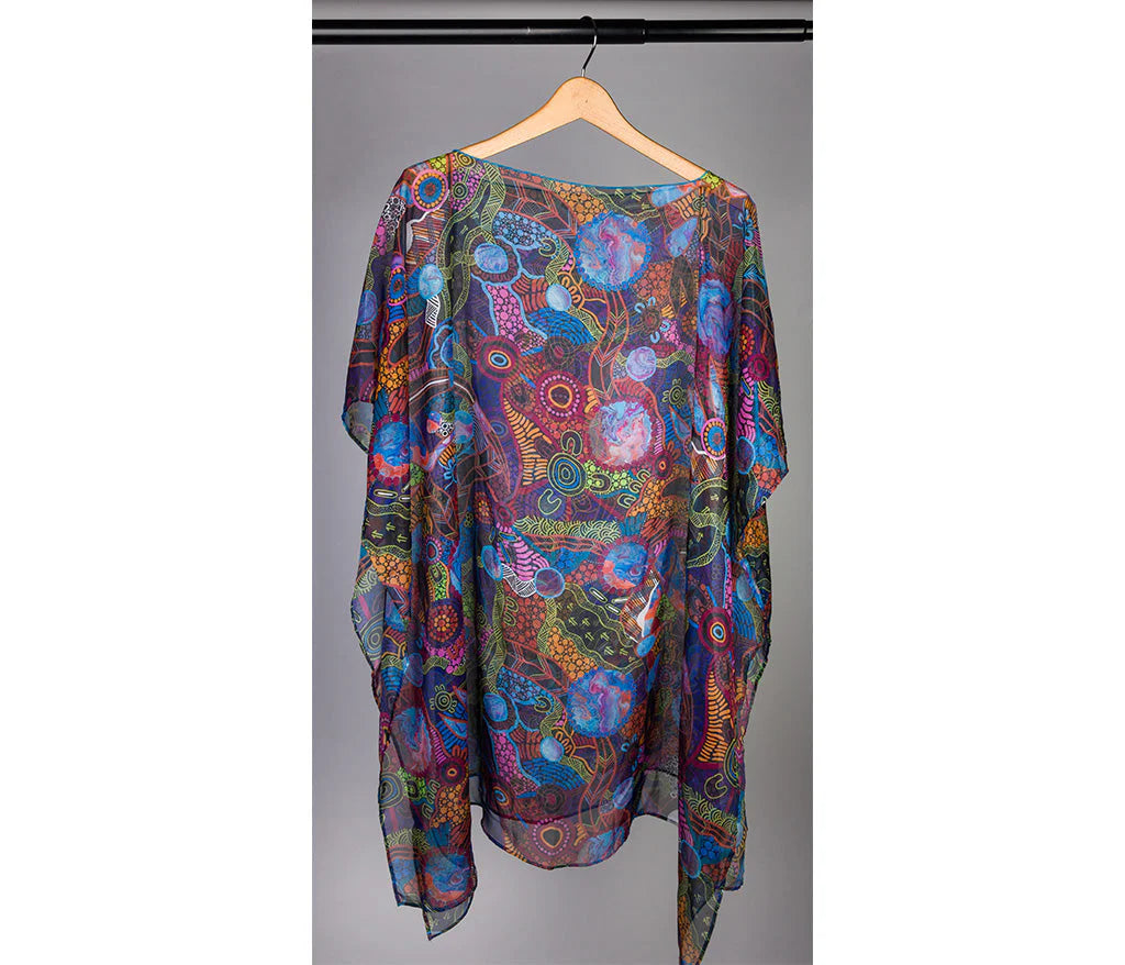 Aboriginal Art Resort Wear Poncho Justin Butler