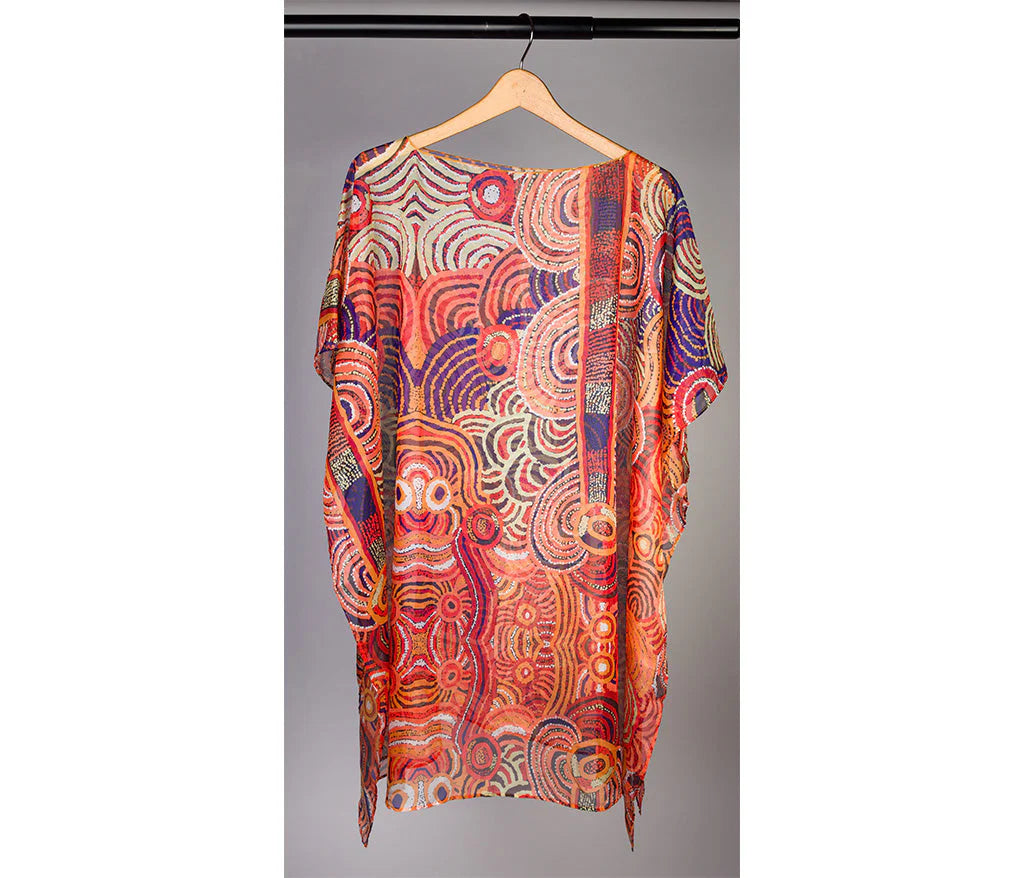 Aboriginal Art Resort Wear Poncho Nora Davidson