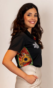NAIDOC 2024 Aboriginal Art Ladies Fitted Bamboo Polo Proud & Deadly