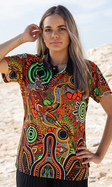 NAIDOC 2024 Aboriginal Art Ladies Fitted Polo Proud & Deadly – Azure ...