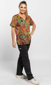 Aboriginal Art Ladies Three Pocket Scrub Top Proud & Deadly