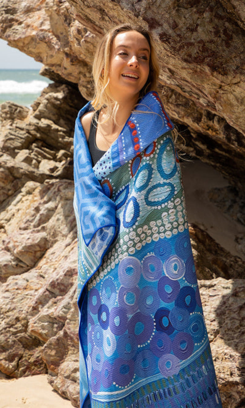 Aboriginal Art Beach Towel Sand Free Place of Water