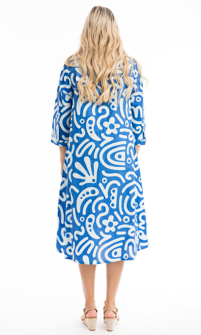 Cotton Dress Print Poplin Blue