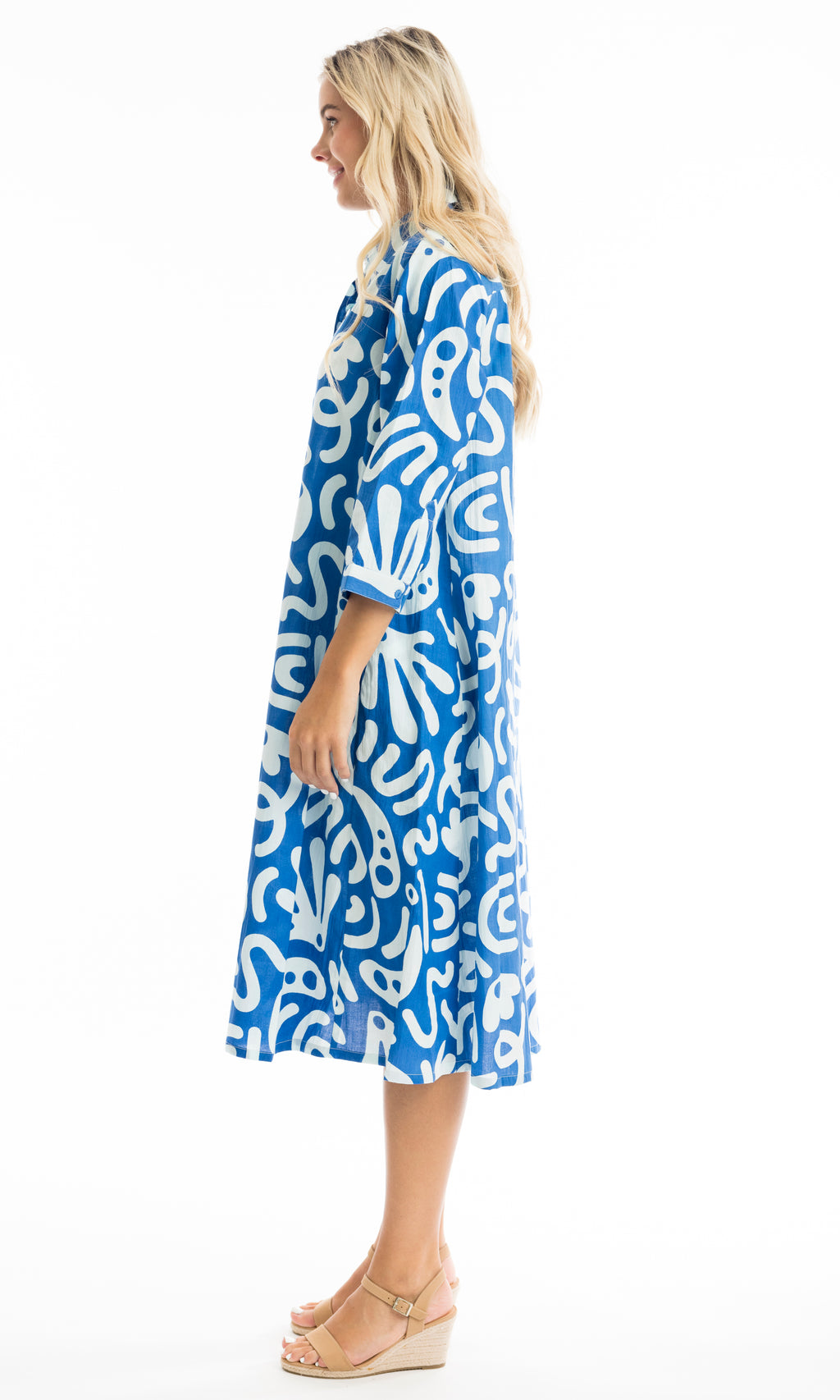 Cotton Dress Print Poplin Blue