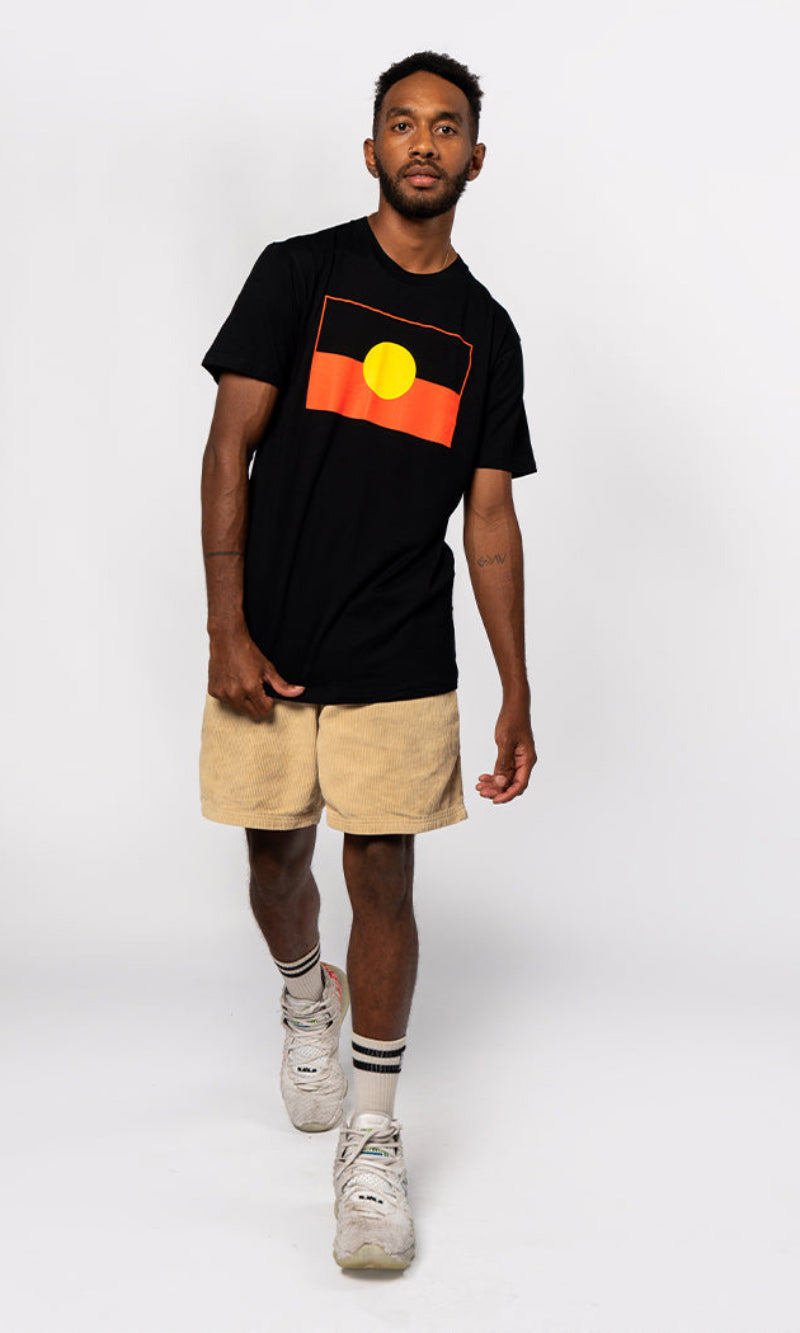 Aboriginal Art Unisex T-Shirt "Raise The Flag" (Large)
