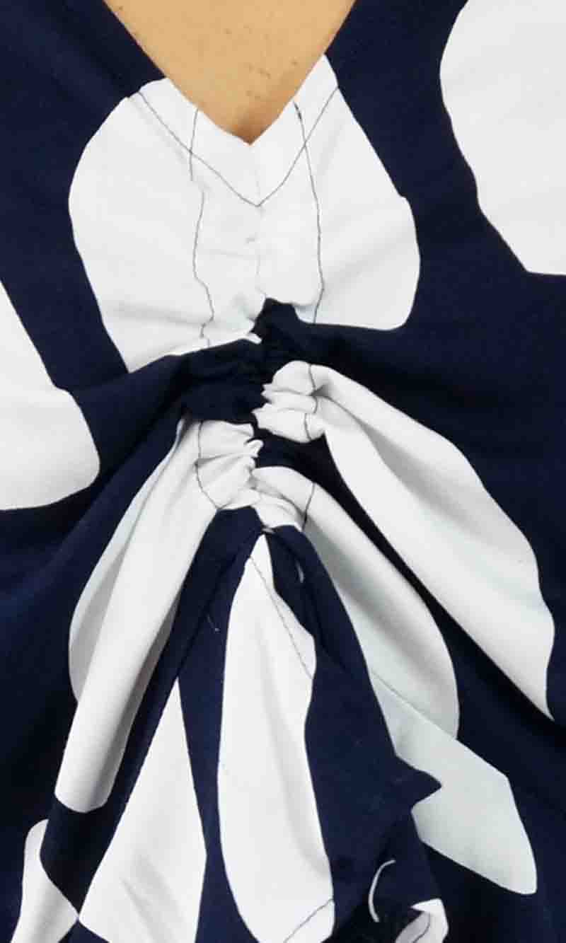 Rayon Top Ruched Abstract Geo, More Colours