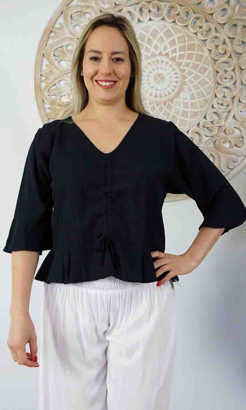 Rayon Top Ruched Plain, More Colours