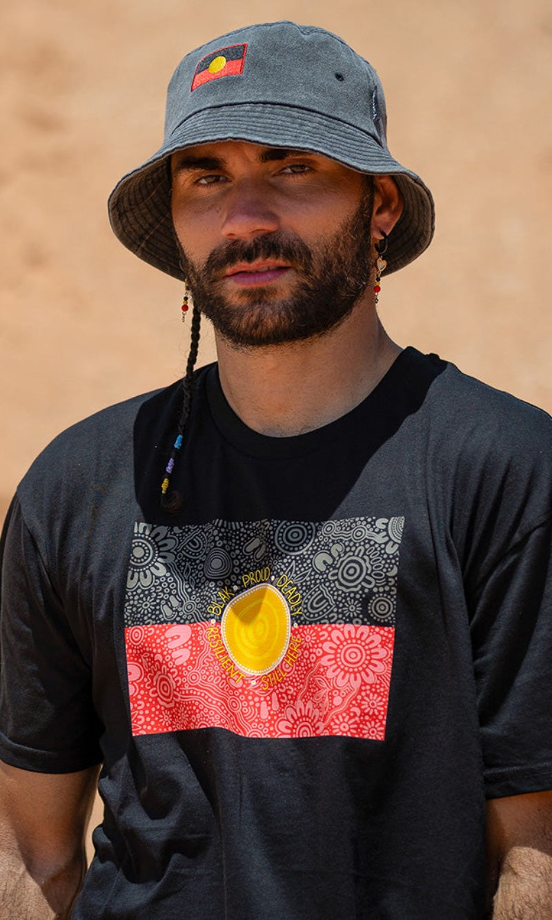 Aboriginal Art Bucket Hat "Raise The Flag" Aboriginal Flag