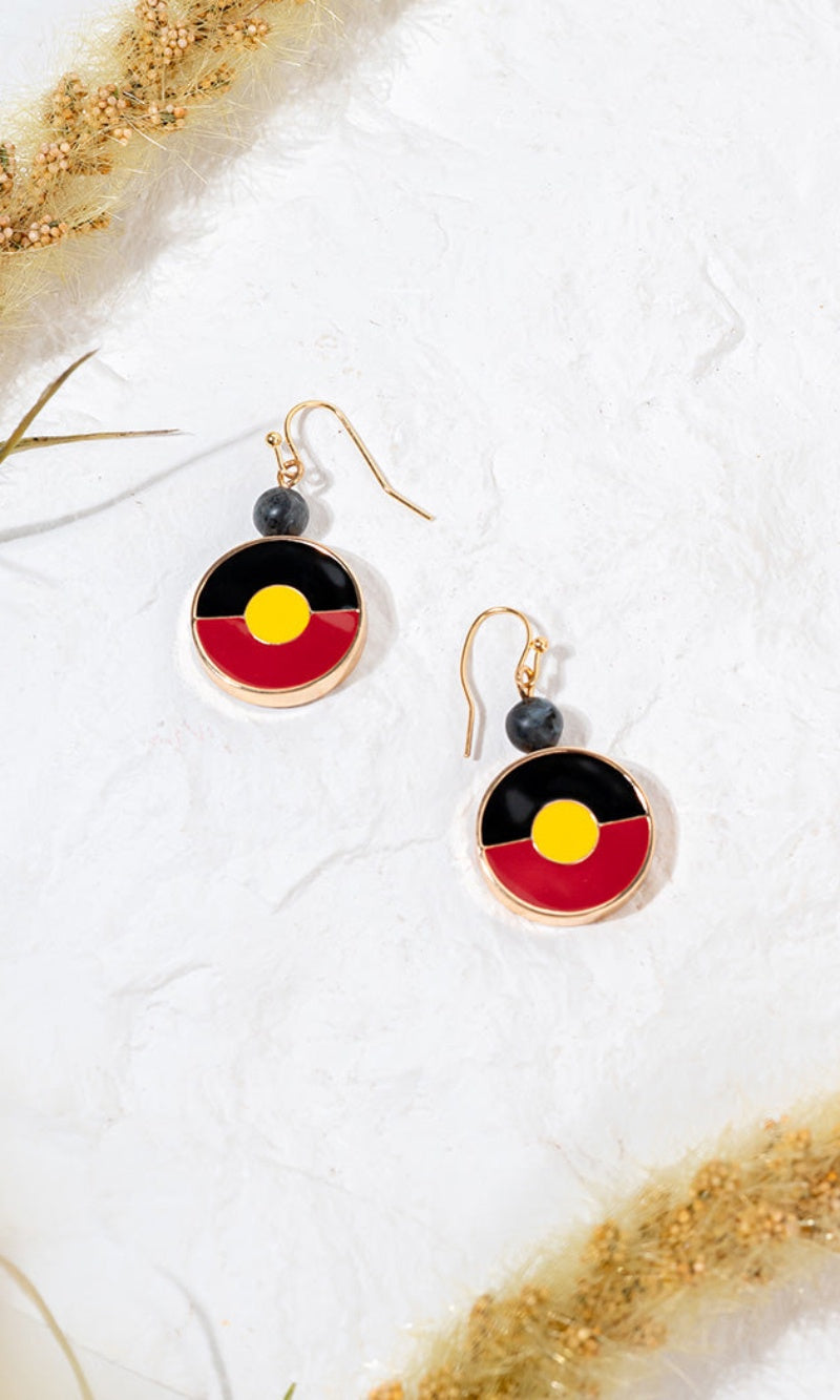 Aboriginal Art Earrings "Raise The Flag" Aboriginal Flag