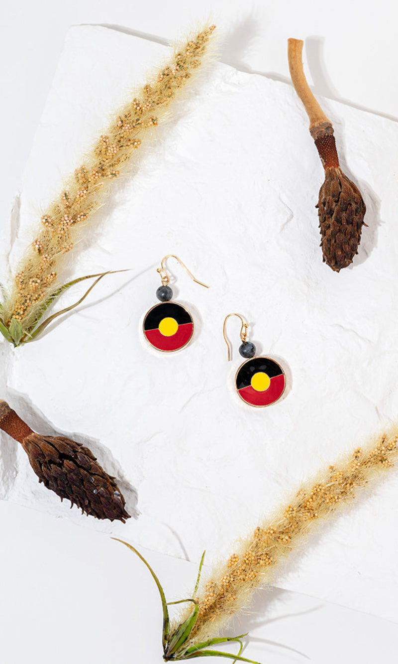 Aboriginal Art Earrings "Raise The Flag" Aboriginal Flag