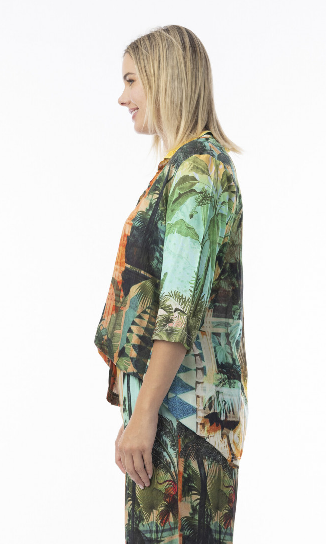 Rayon Boxy Top Digital Print Vintage Tropical