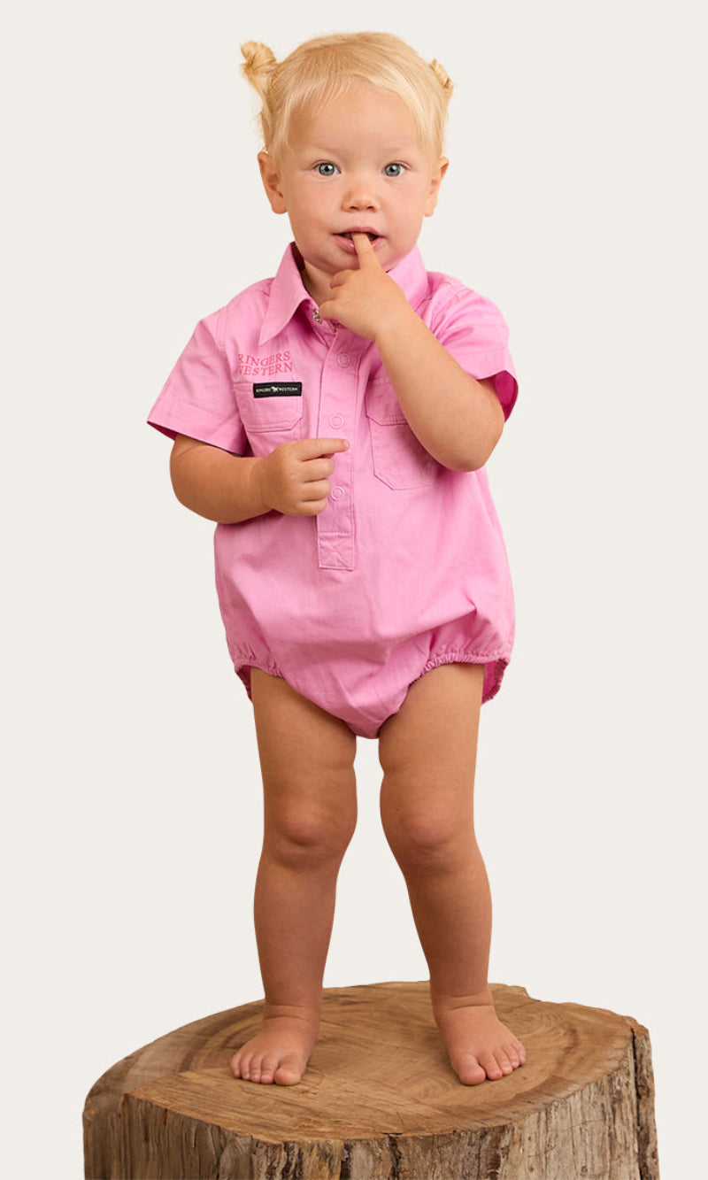 Ringers Babies Short Sleeve Work Shirt Romper, More Colours