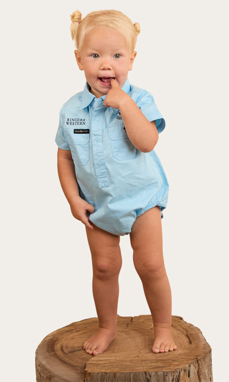 Ringers Babies Short Sleeve Work Shirt Romper, More Colours