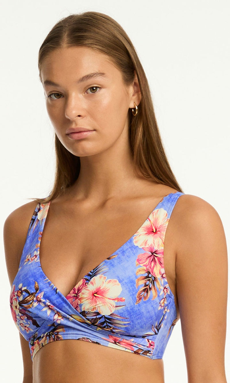 Blue Hawaii Cross Front Multifit Bra