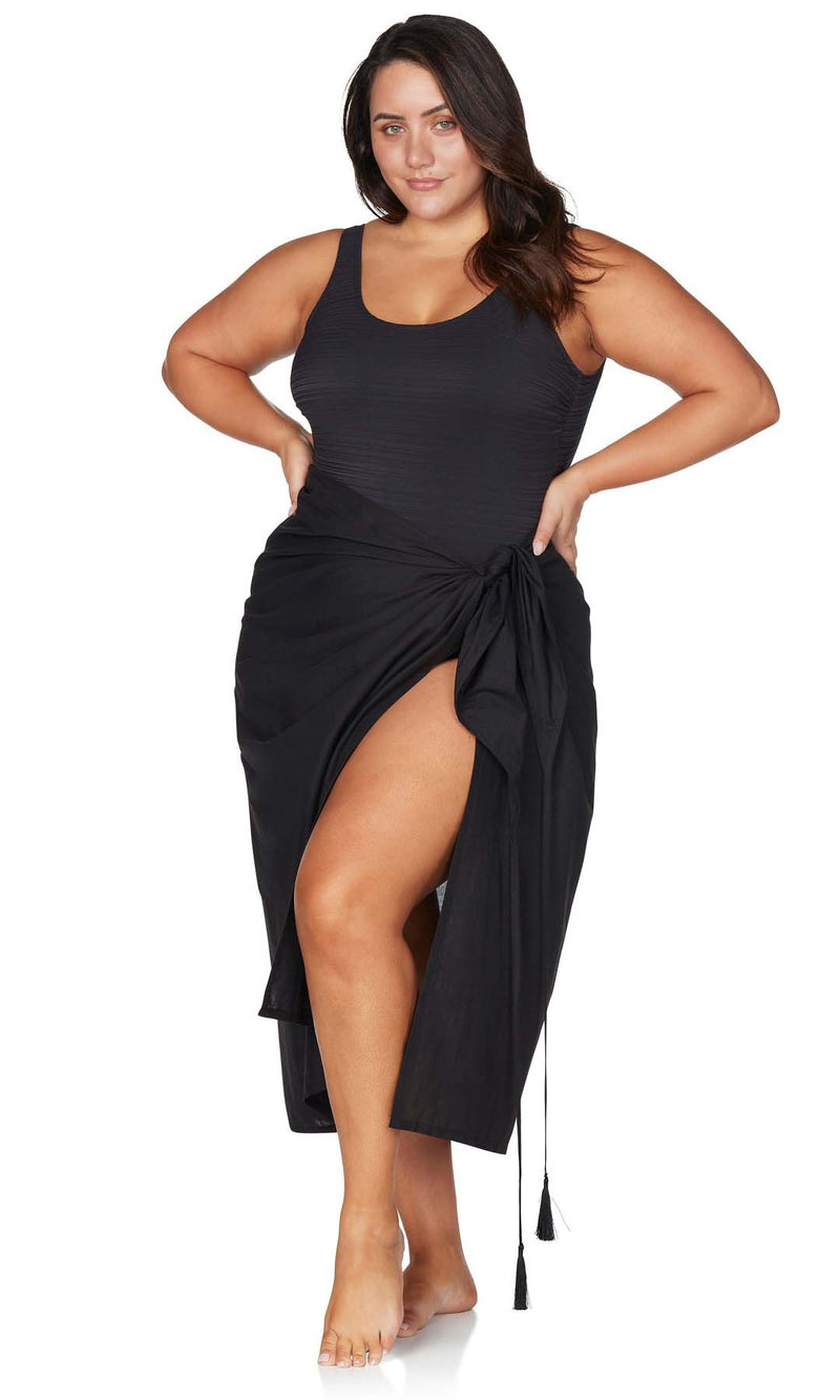 Black Bach Cotton Beach Sarong