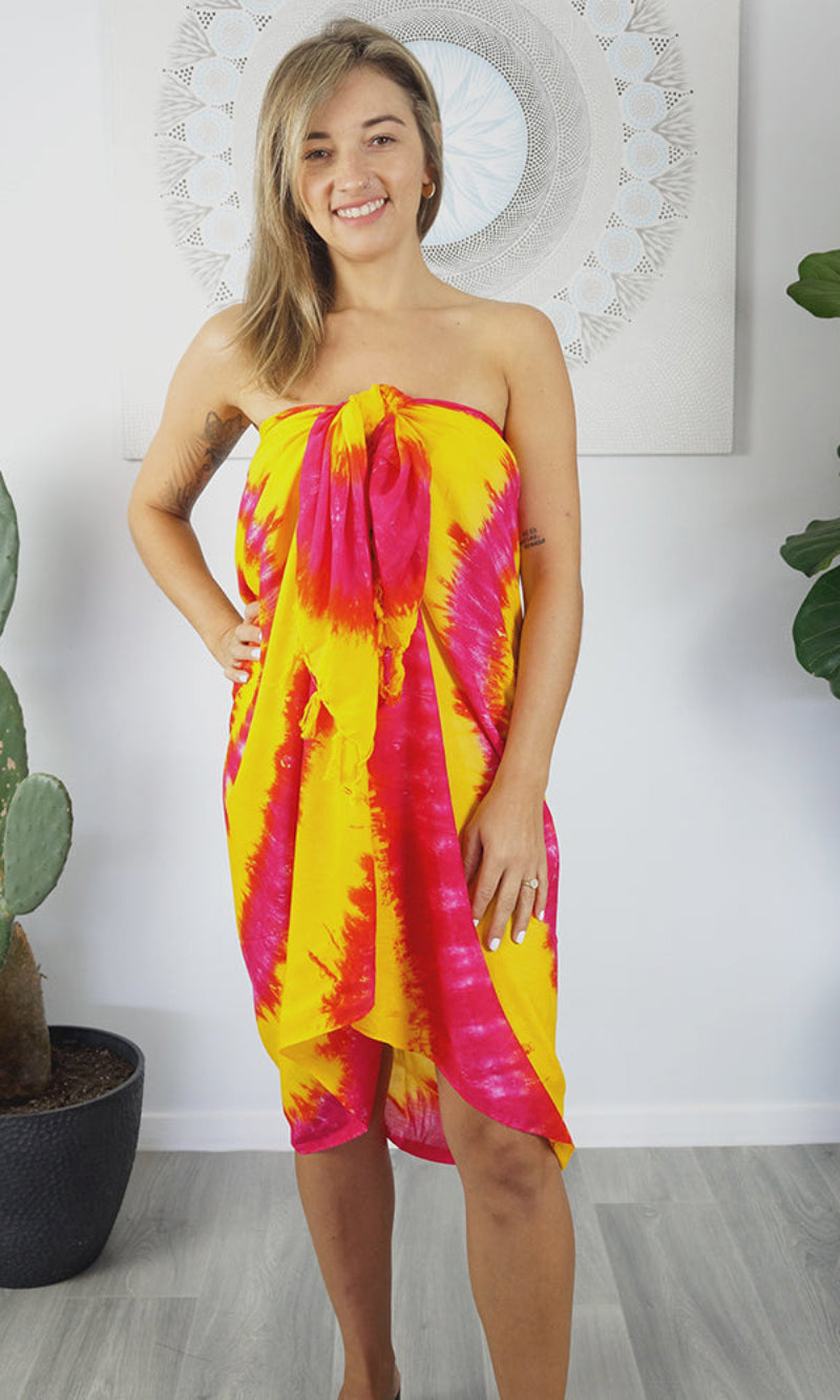 Rayon Sarong Abstract Tie Dye Spiral