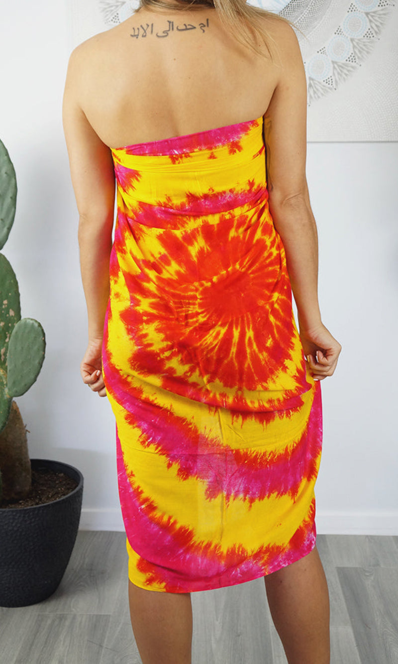 Rayon Sarong Abstract Tie Dye Spiral