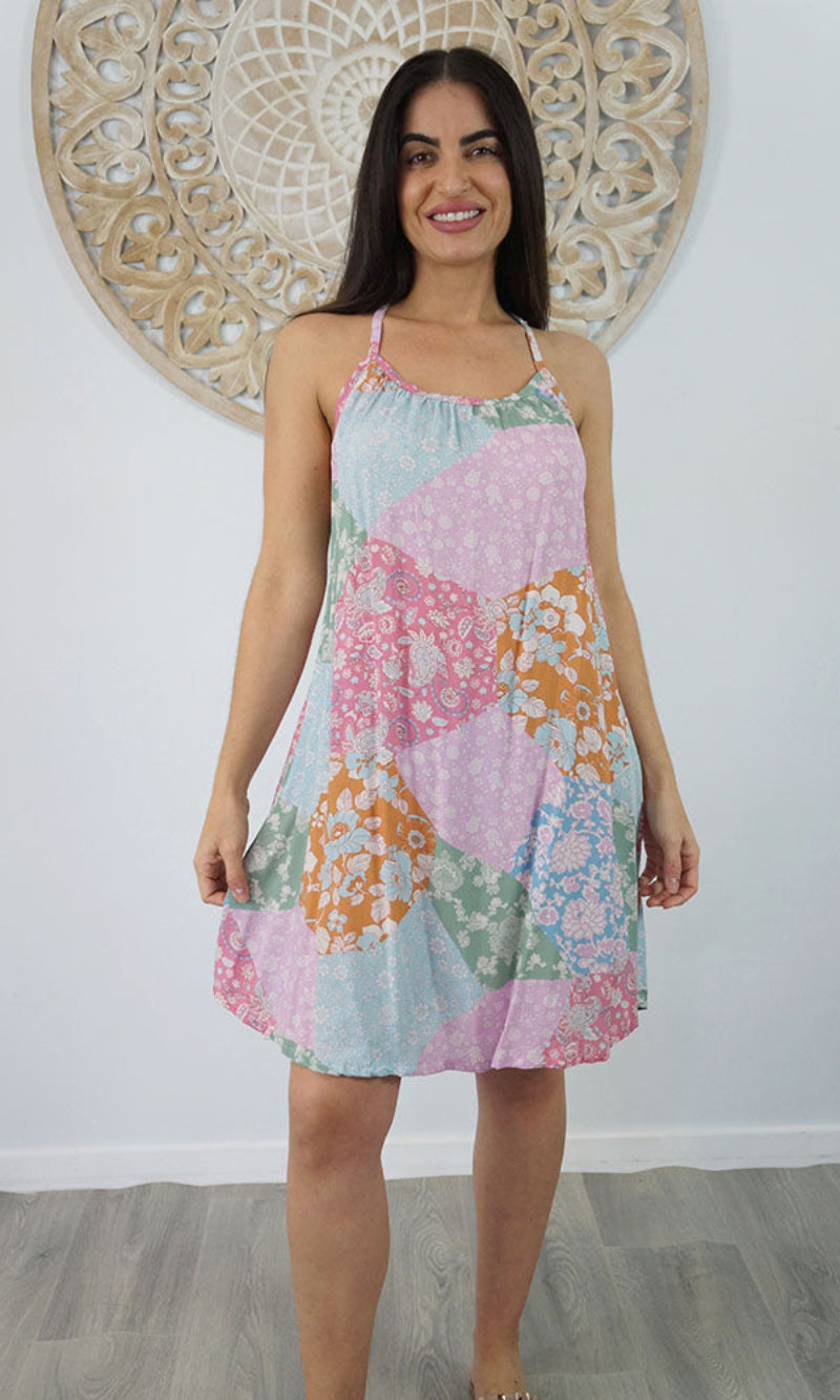 Rayon Dress Sherbet Patchwork, More Colours