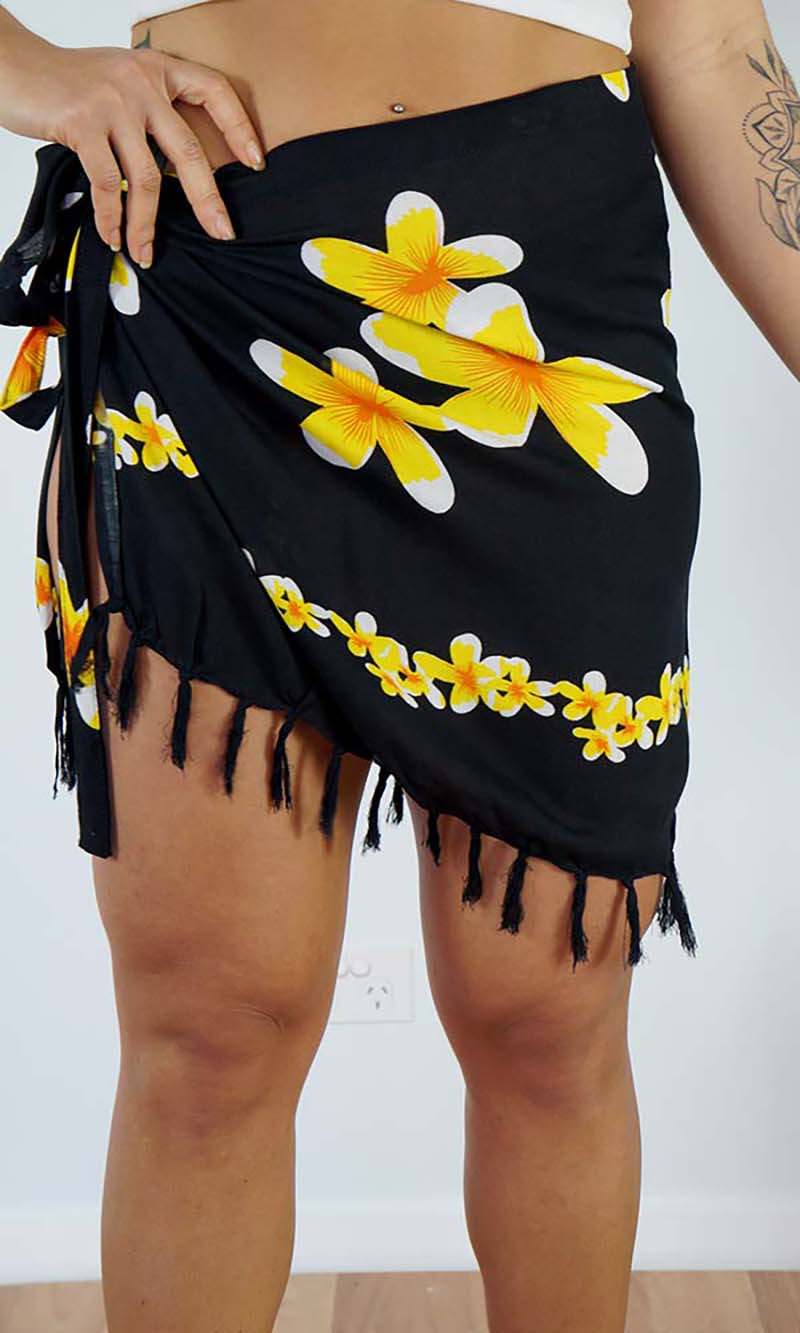 Rayon Sarong Short Bikini Tie Frangipani, More Colours