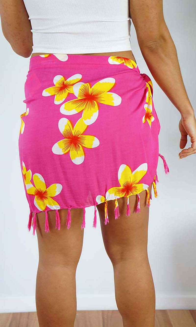 Rayon Sarong Short Bikini Tie Frangipani, More Colours