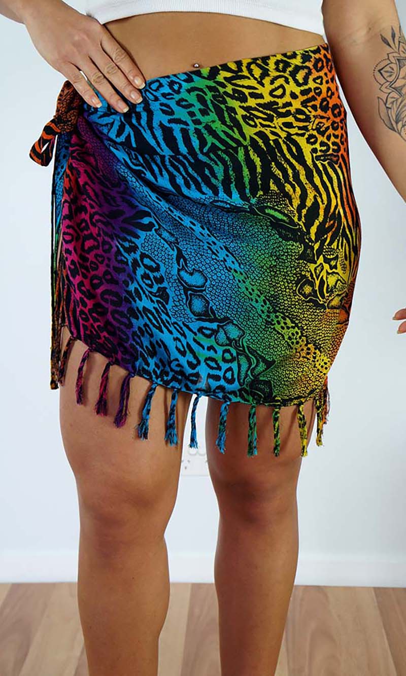 Rayon Sarong Short Bikini Tie Snake/Cheetah, More Colours