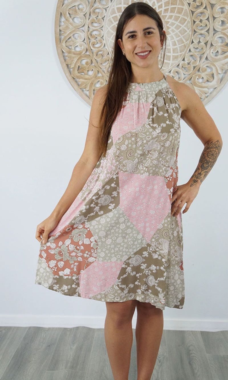 Rayon Dress Short Chloe Patchwork, More Colours