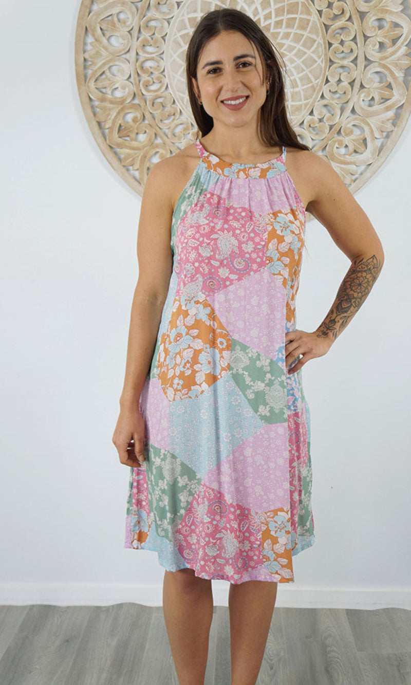 Rayon Dress Short Chloe Patchwork, More Colours