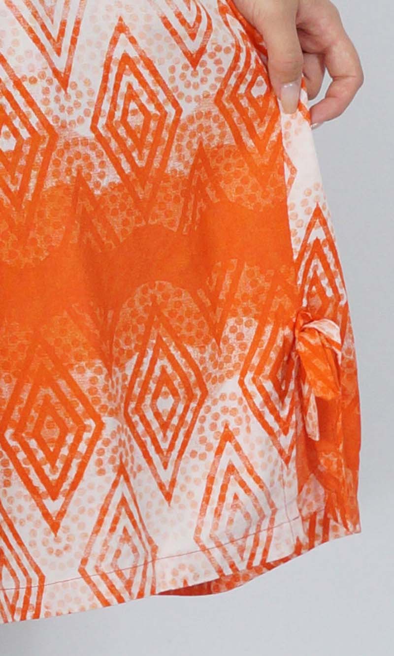 Rayon Dress Smock Jagged Orange