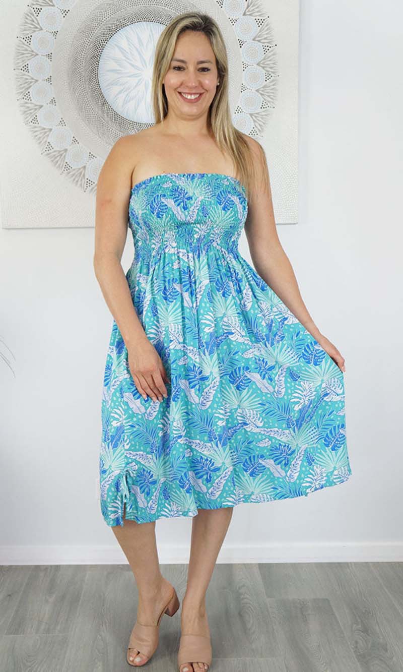 Rayon Dress Smock Tropical Leaves, More Colours