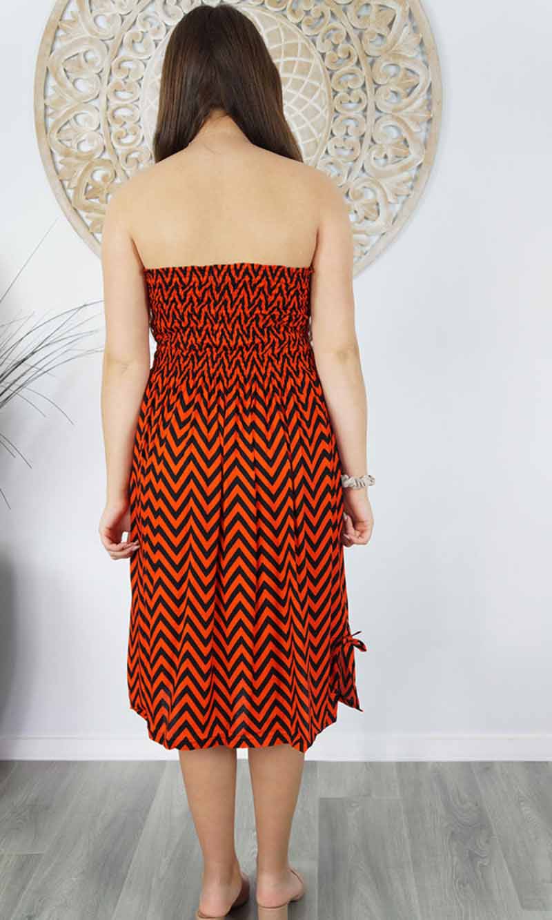 Rayon Dress Smock Zig Zag Orange