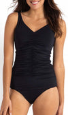 Basix F-G Ruched Singlet Black