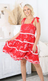 Rayon Dress Mia Red/White