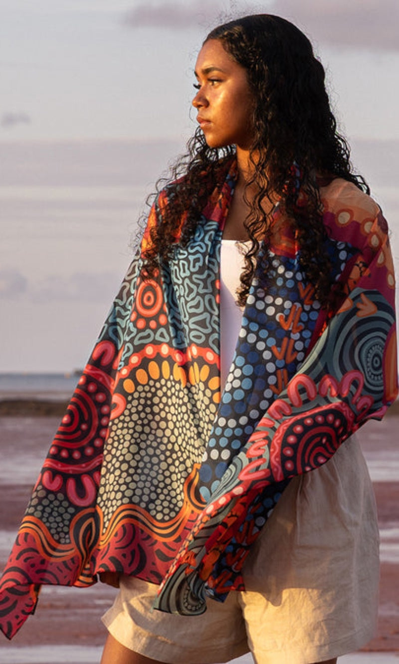 Aboriginal Art Scarf Wurung (Branches)