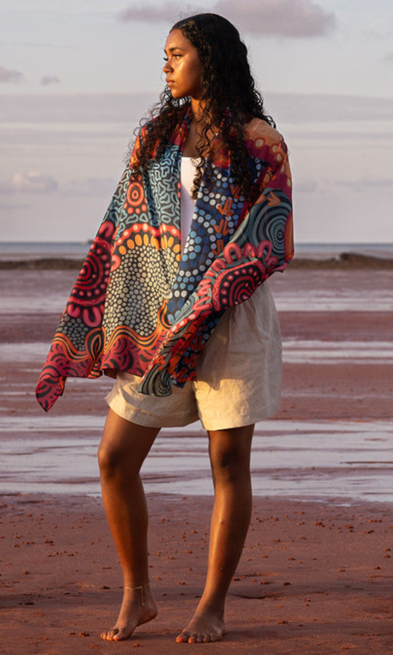Aboriginal Art Scarf Wurung (Branches)