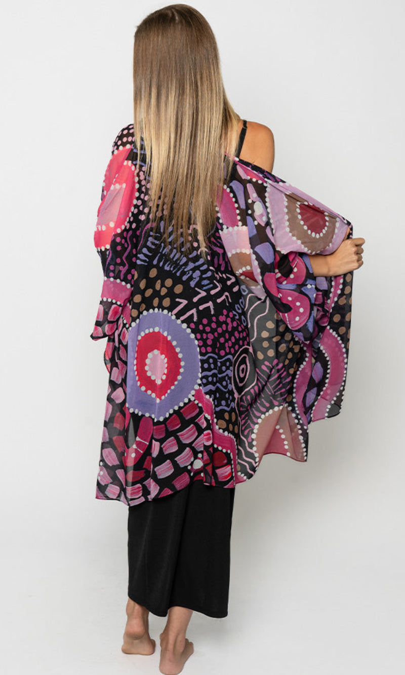 Aboriginal Art Chiffon Shawl Sibling Journey