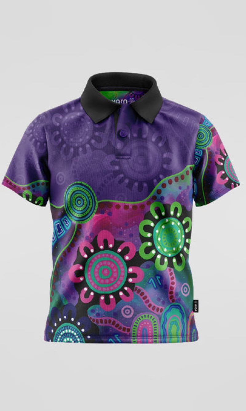 Aboriginal Art Kids Unisex Polo Side By Side Essence