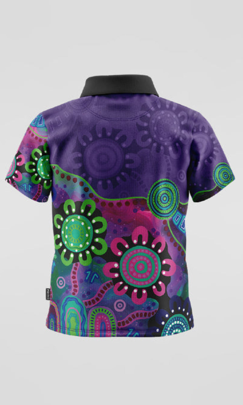 Aboriginal Art Kids Unisex Polo Side By Side Essence