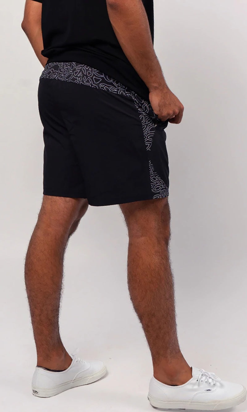 Aboriginal Art Premium Gym Short Snake Vine Dreaming