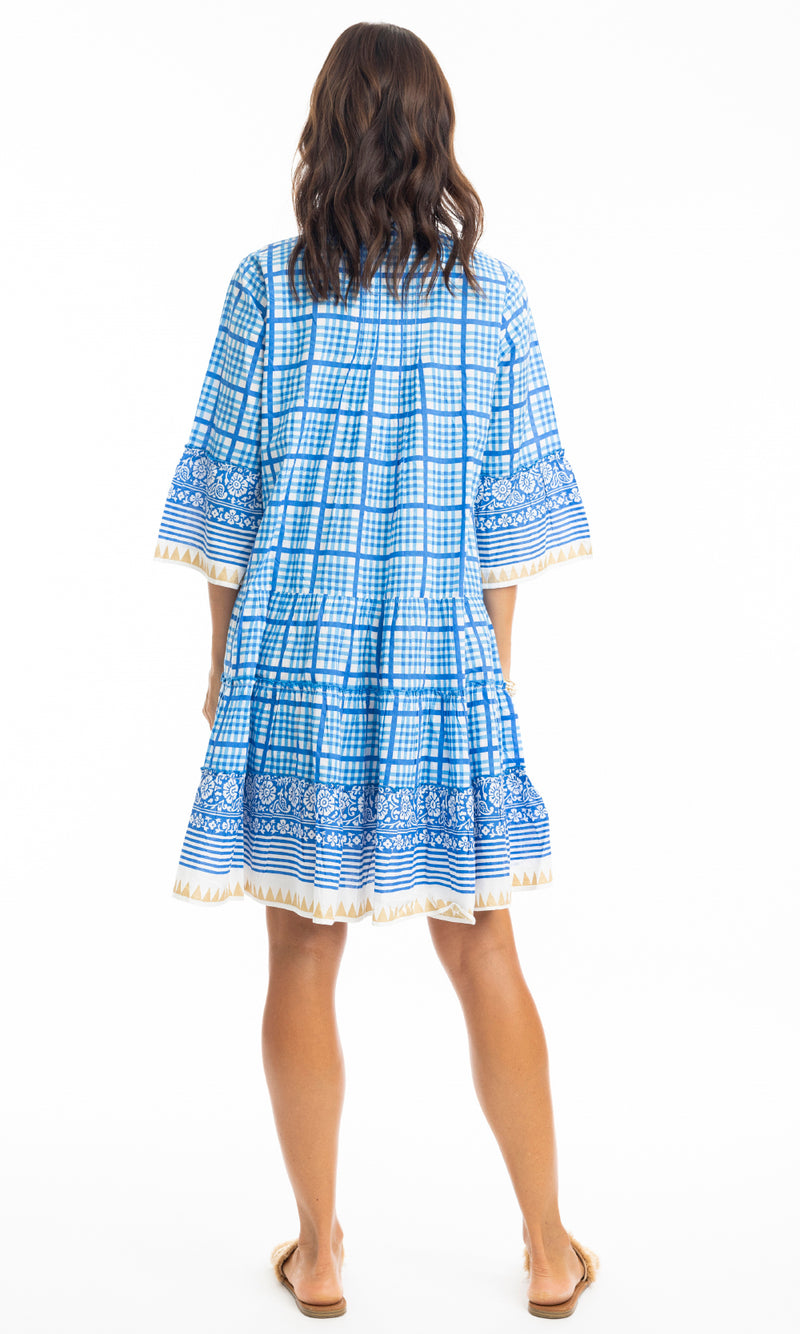 Cotton Dress Layer with Elbow Sleeve Straddie Blue