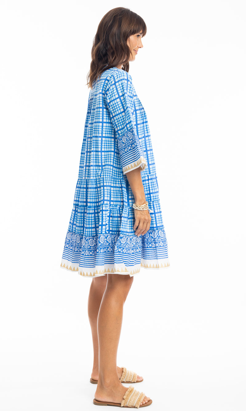 Cotton Dress Layer with Elbow Sleeve Straddie Blue