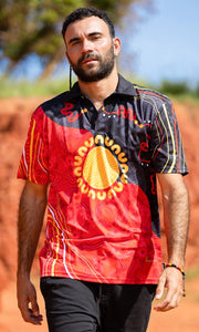 Aboriginal Art Unisex Polo Sun Soaked Aborginal Flag