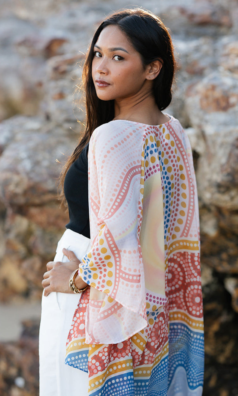Aboriginal Art Chiffon Shawl Sunset Healing