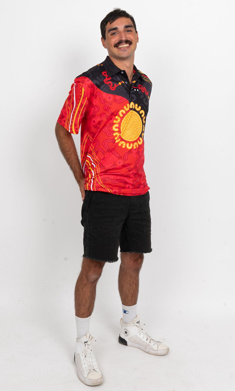 Aboriginal Art Unisex Polo Sun Soaked Aborginal Flag