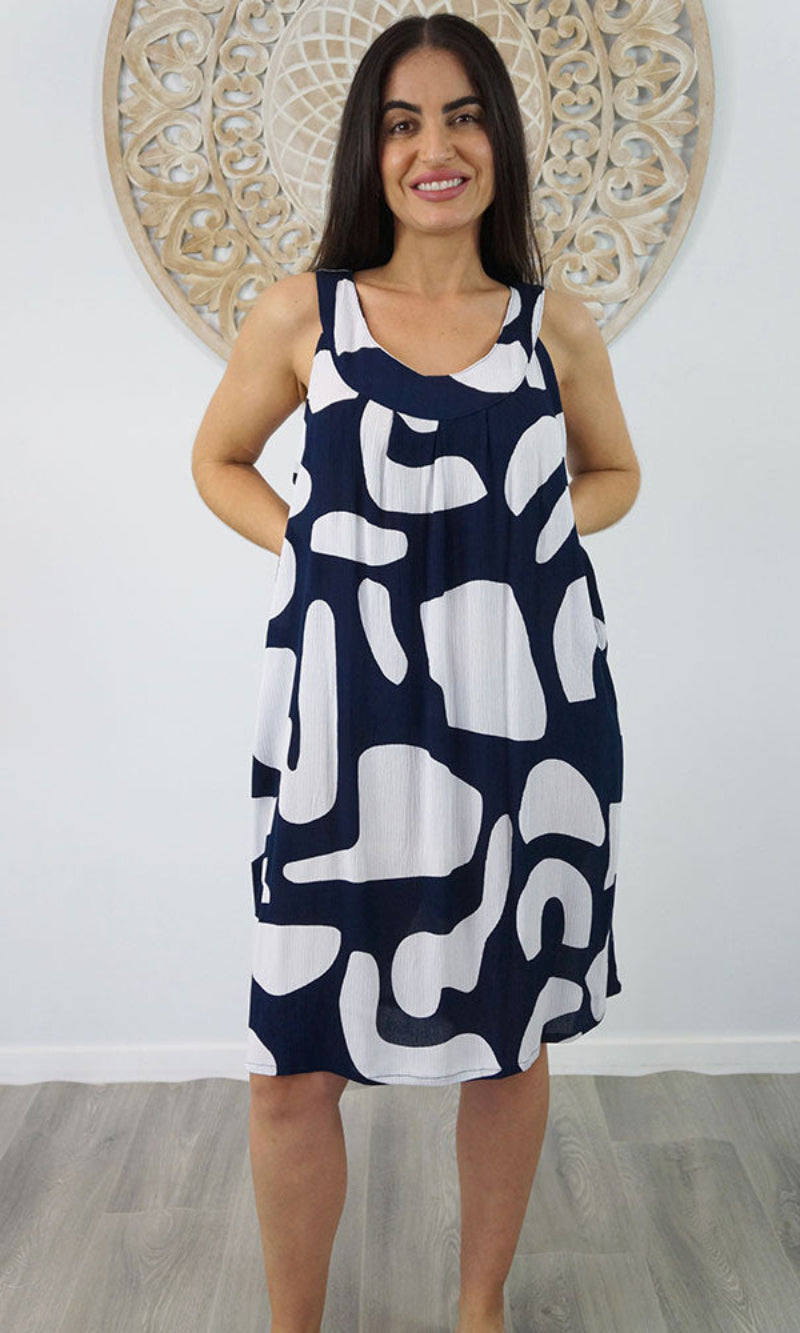 Rayon Dress Tahiti Abstract Geo, More Colours